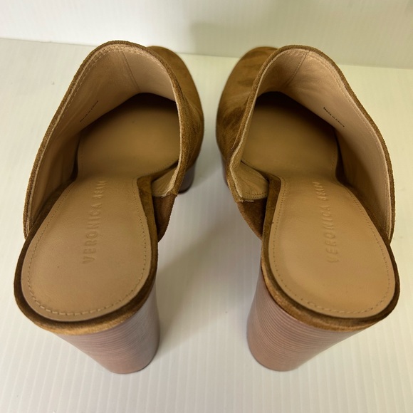 🤎”Veronica Beard” Beautiful Maren Cognac Suede Platform Heeled Clogs Size 7 - Picture 7 of 13